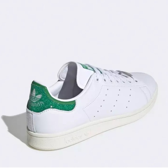 Adidas Stan Smith Swarovski Crystals Sneakers White Green Size 5 Sparkly Leather - Picture 1 of 16